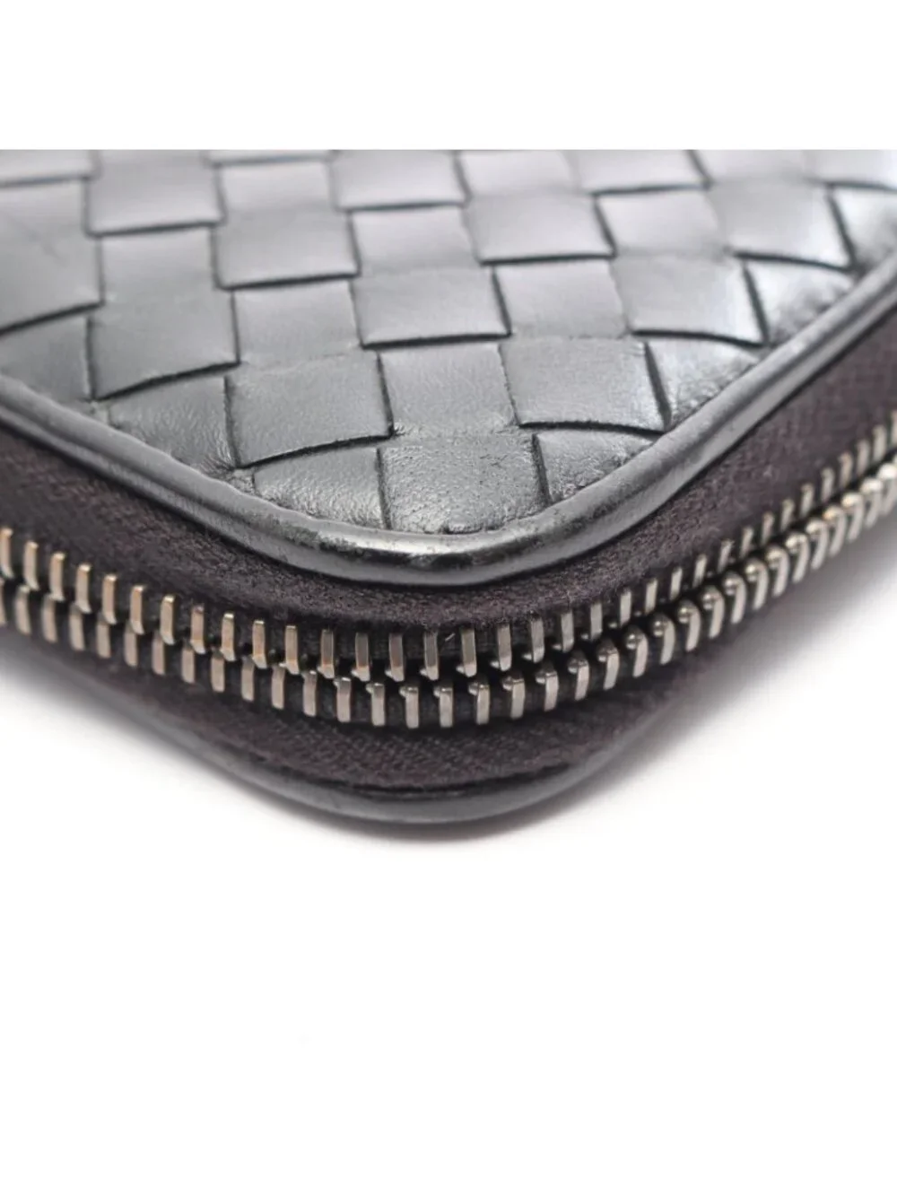 Bottega Veneta Round Wallet Intrecciato Black Leather